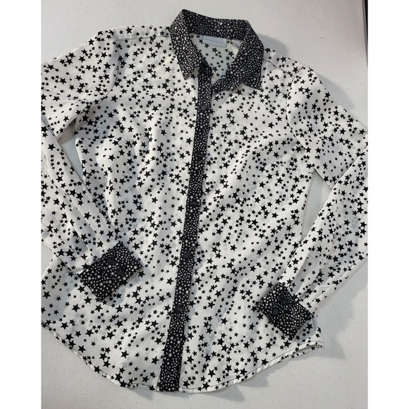 New York & Company Black And White Star Blouse - Picture 3 of 9